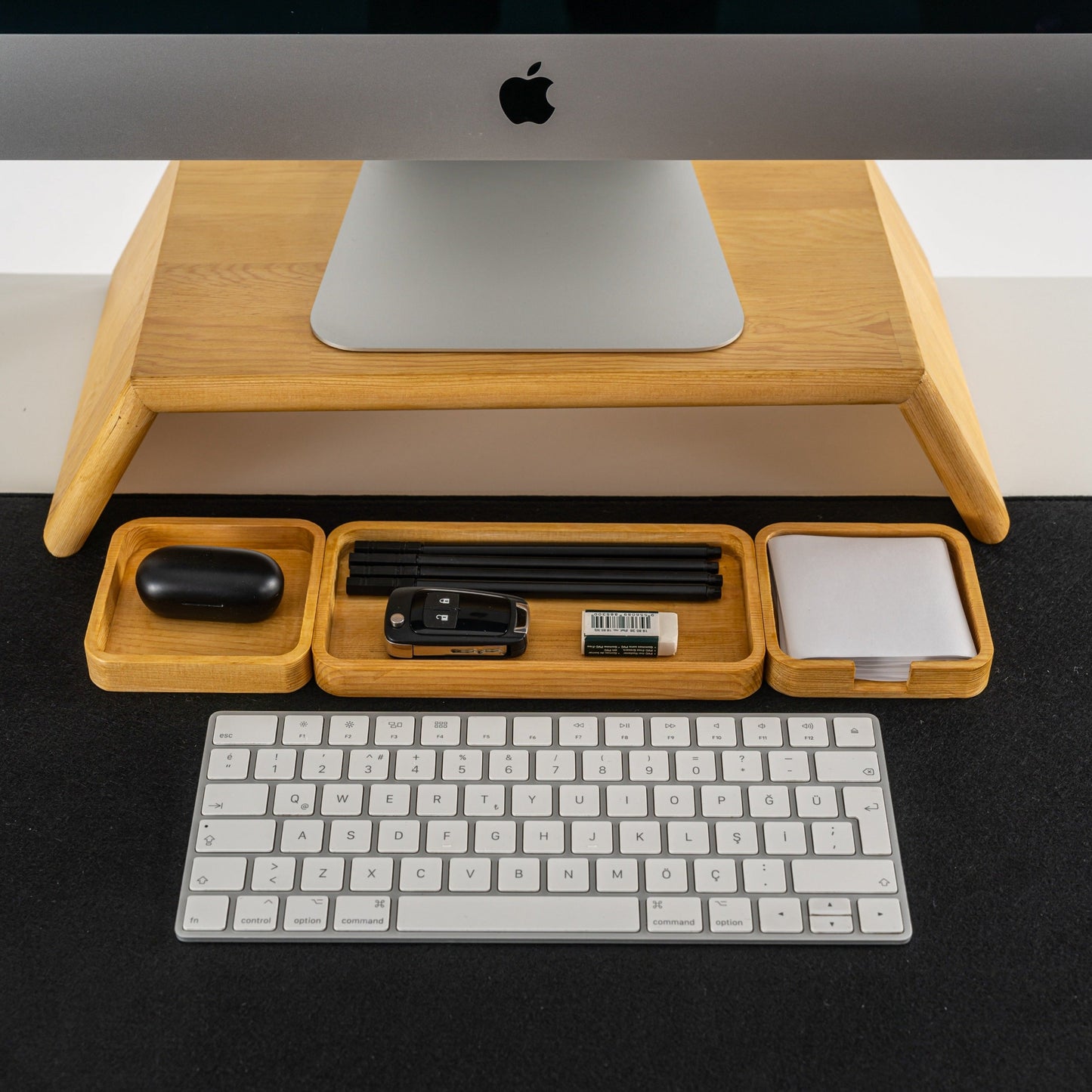 Masaüstü Ahşap Düzenleyici 3'lü Set, Masaüstü Ofis Organizer, Kalemlik