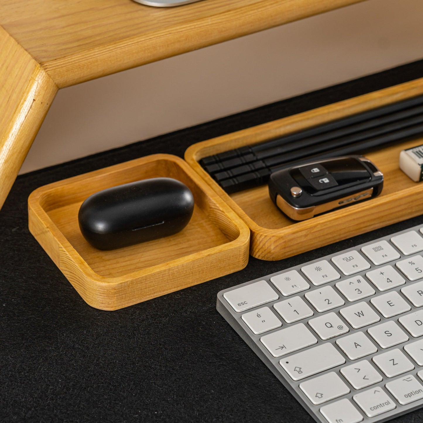 Masaüstü Ahşap Düzenleyici 3'lü Set, Masaüstü Ofis Organizer, Kalemlik