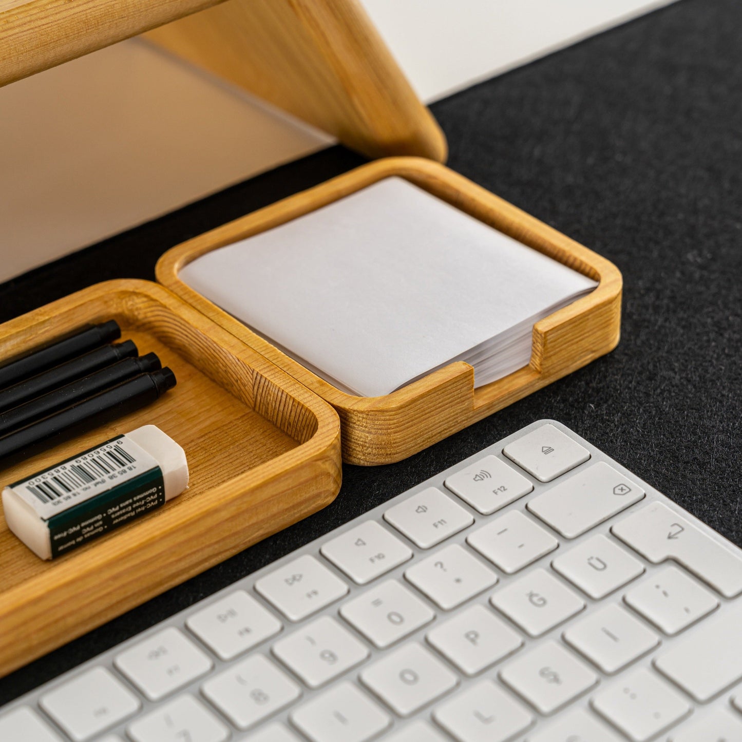 Masaüstü Ahşap Düzenleyici 3'lü Set, Masaüstü Ofis Organizer, Kalemlik