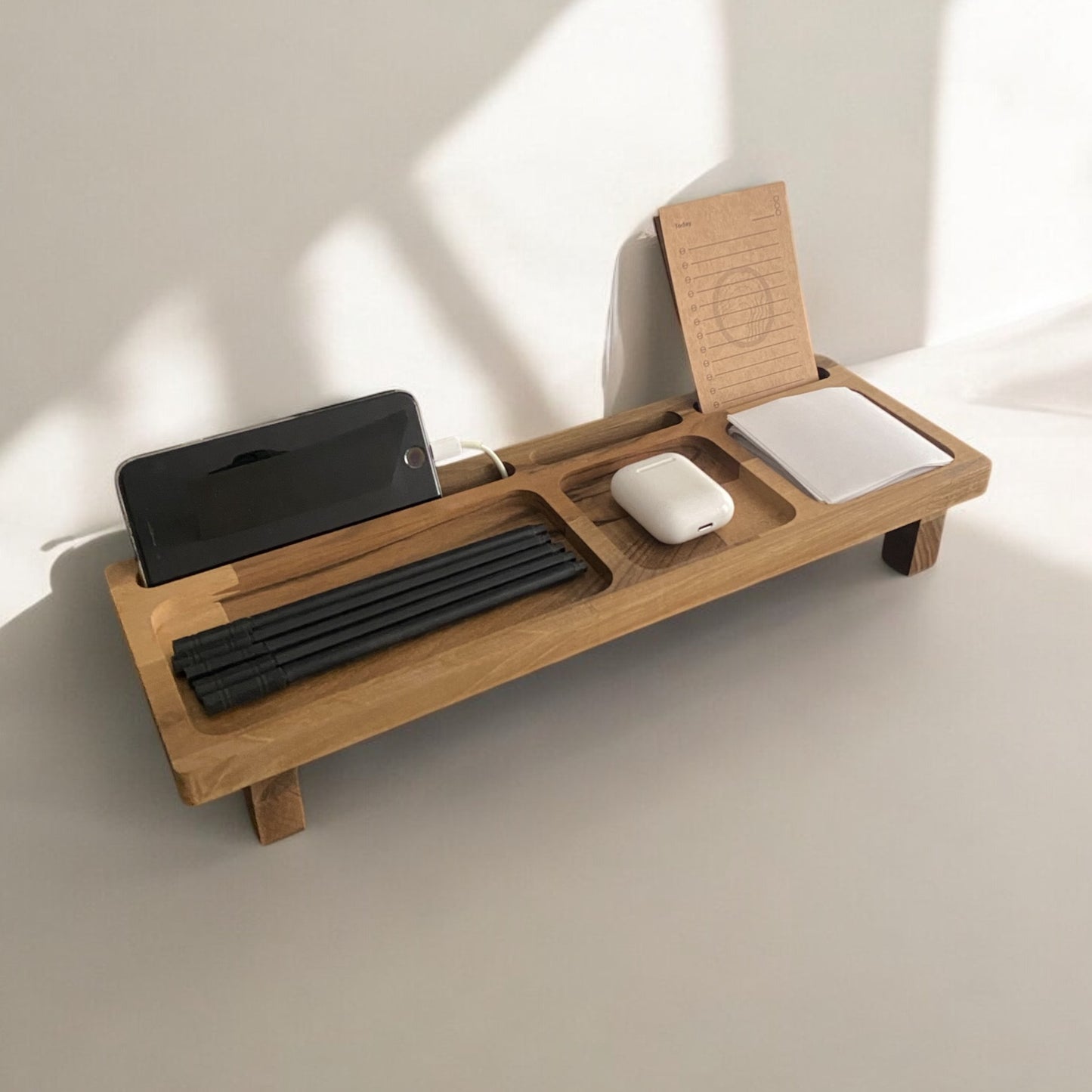 Ahşap Masaüstü Organizer - Ceviz