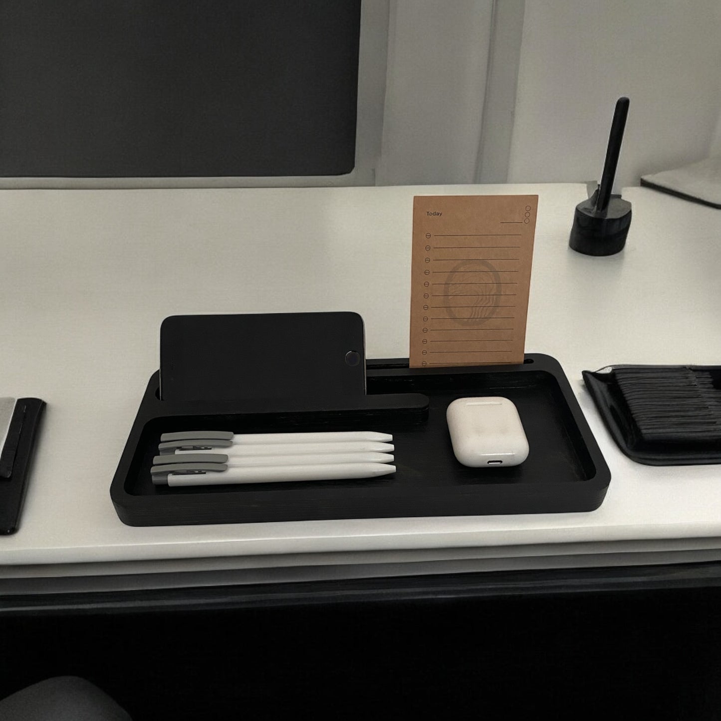 YONA Ahşap Masaüstü Ofis Düzenleyici & Telefon Tutucu - Siyah