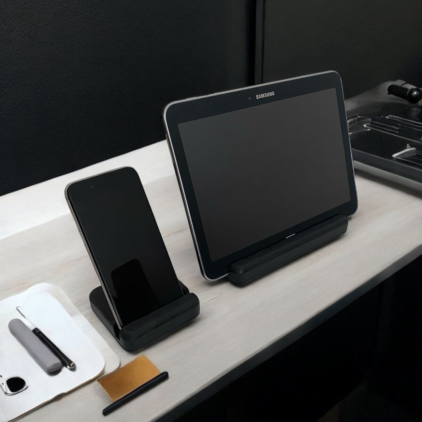 Tablet ve Telefon Tutucu 2'li Set - Siyah