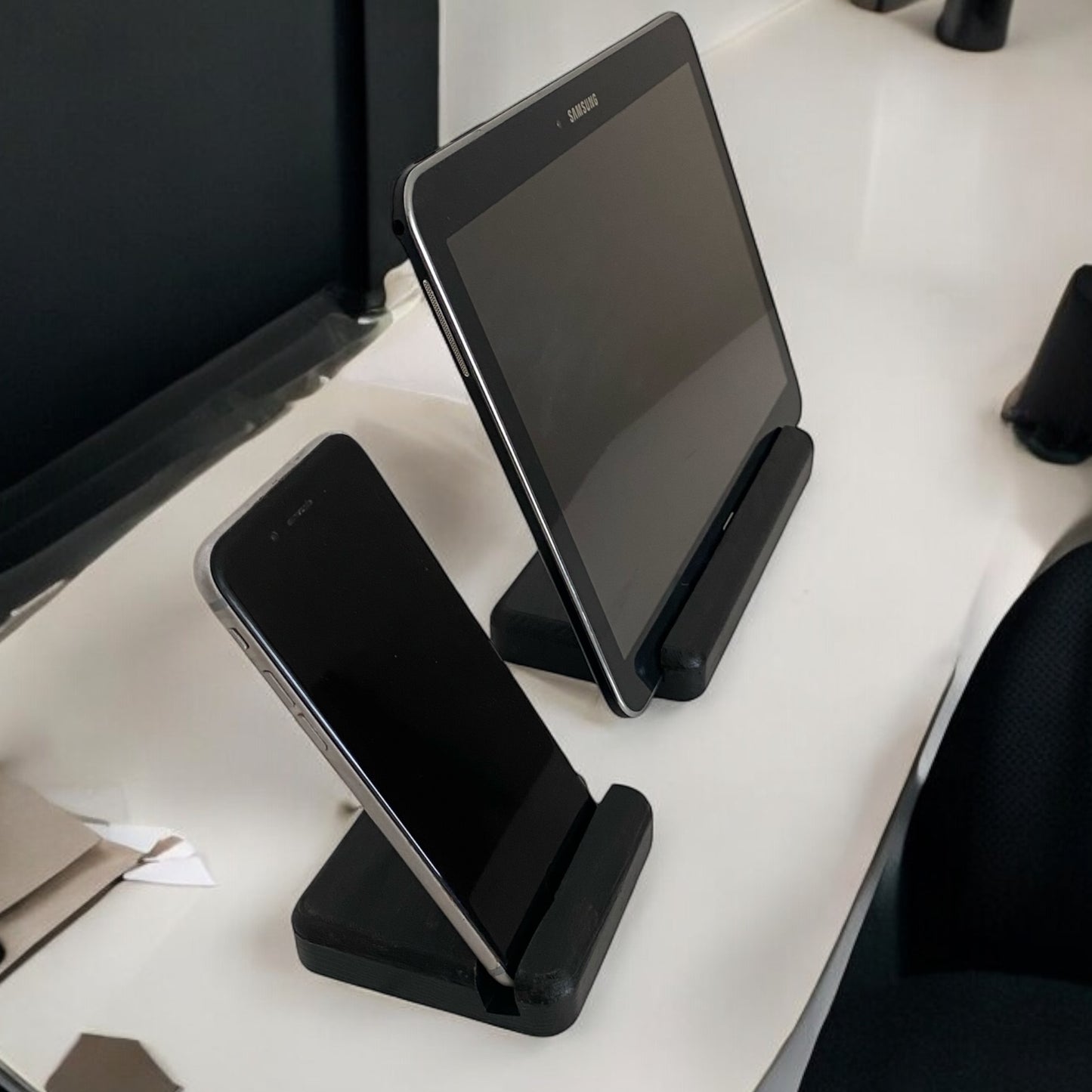 Tablet ve Telefon Tutucu 2'li Set - Siyah